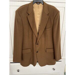 Haspel Blazer Sport Coat Jacket Mens 46L Brown 100% Cashmere Two Button Lined